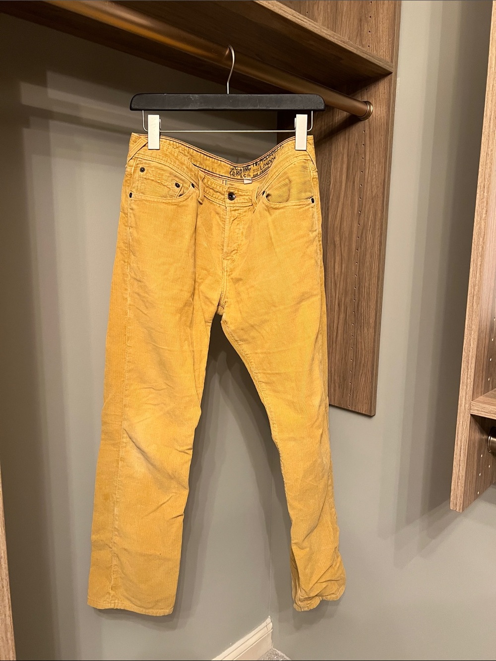 Jack Wills Men's Mustard Yellow Corduroy Trousers